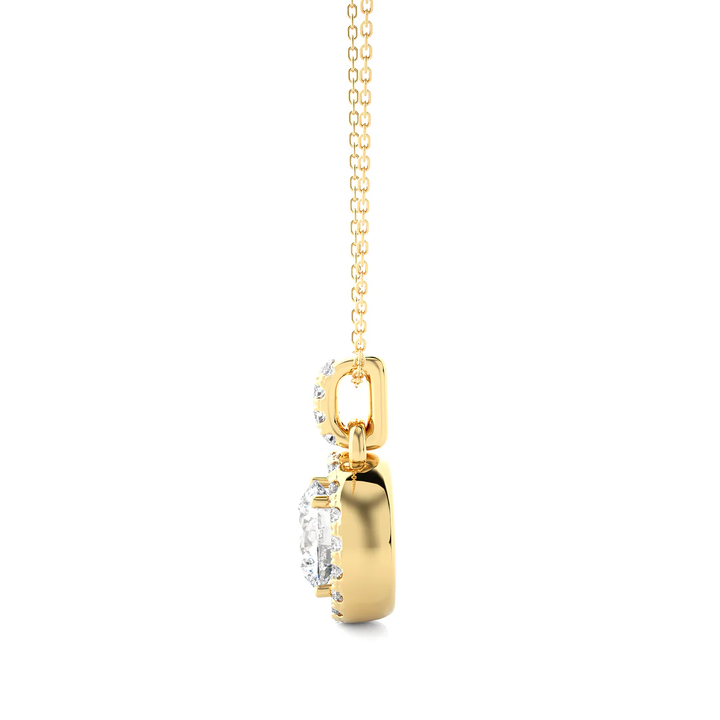 0.66 CT Round Cut EF VS/SI Lab Grown Diamond Cluster Pendant 925 Sterling Silver With Vermeil Gold ( Without Chain )