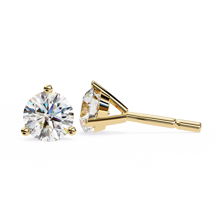 1.00 CT Round Cut Certified VS/SI Lab Grown Diamond Stud Earrings 925 Sterling Silver With Vermeil Gold