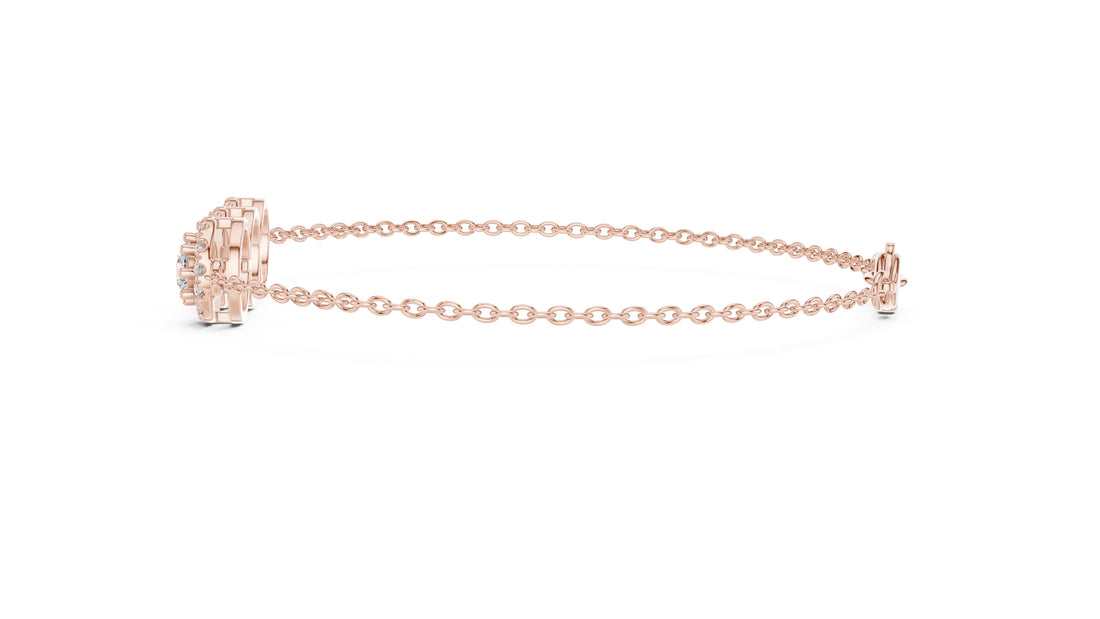 1.29CT EF VS/SI Lab Grown Certified Round Cut Diamond Chain Wedding Bracelet For Women's 14K Rose Gold