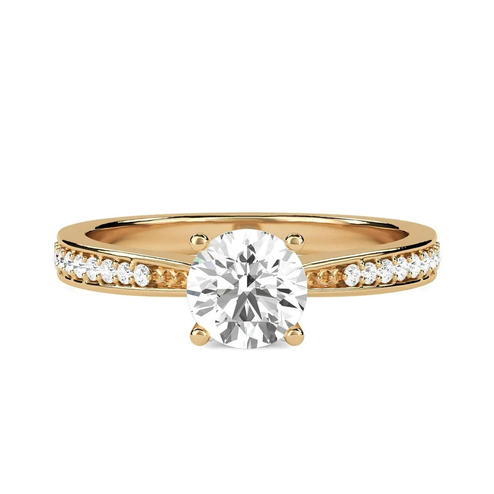 Certified 1.18 CT EF VS/SI Lab Grown Diamond Wedding Ring 925 Sterling Silver With Vermeil Gold