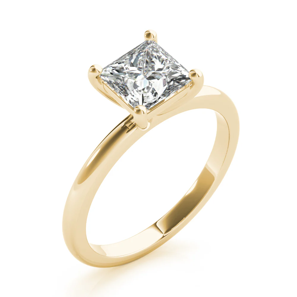 Certified 1.00 CT Princess Cut EF VS/SI Lab Grown Diamond Anniversary Ring 925 Sterling Silver With Vermeil Gold
