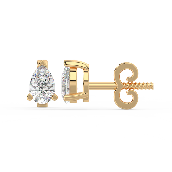 0.50 CT Peart Cut Certified VS/SI Lab Grown Diamond Stud Earrings 925 Sterling Silver With Vermeil Gold