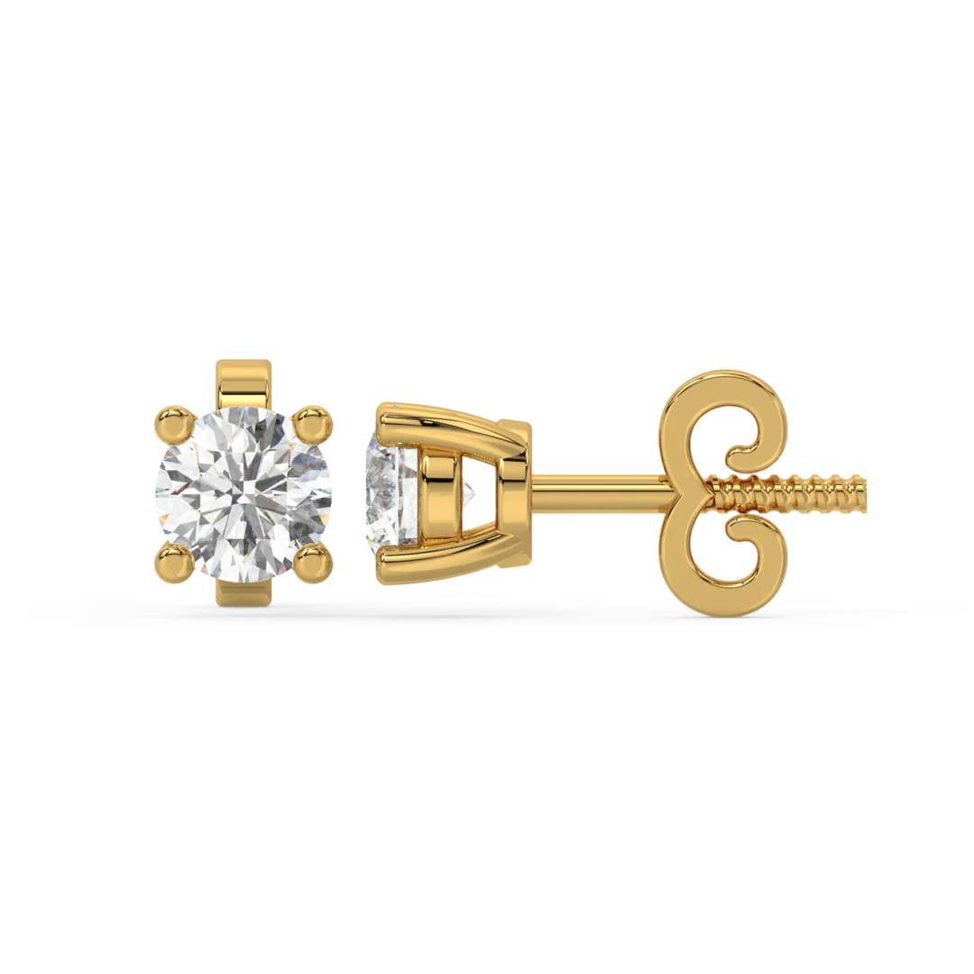 0.50 CT Round Cut Certified VS/SI Lab Grown Diamond Stud Earrings 925 Sterling Silver With Vermeil Gold