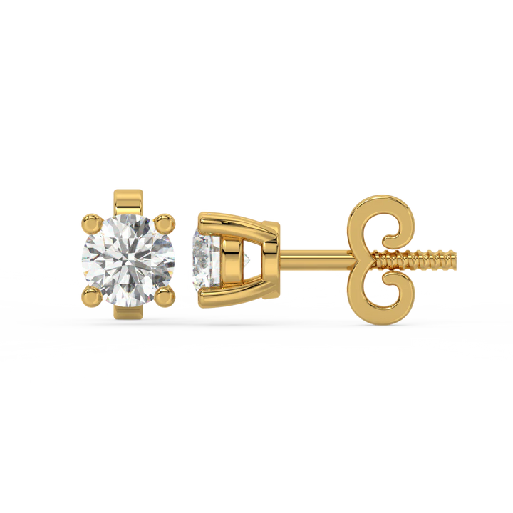0.50 CT Round Cut Certified VS/SI Lab Grown Diamond Stud Earrings 925 Sterling Silver With Vermeil Gold