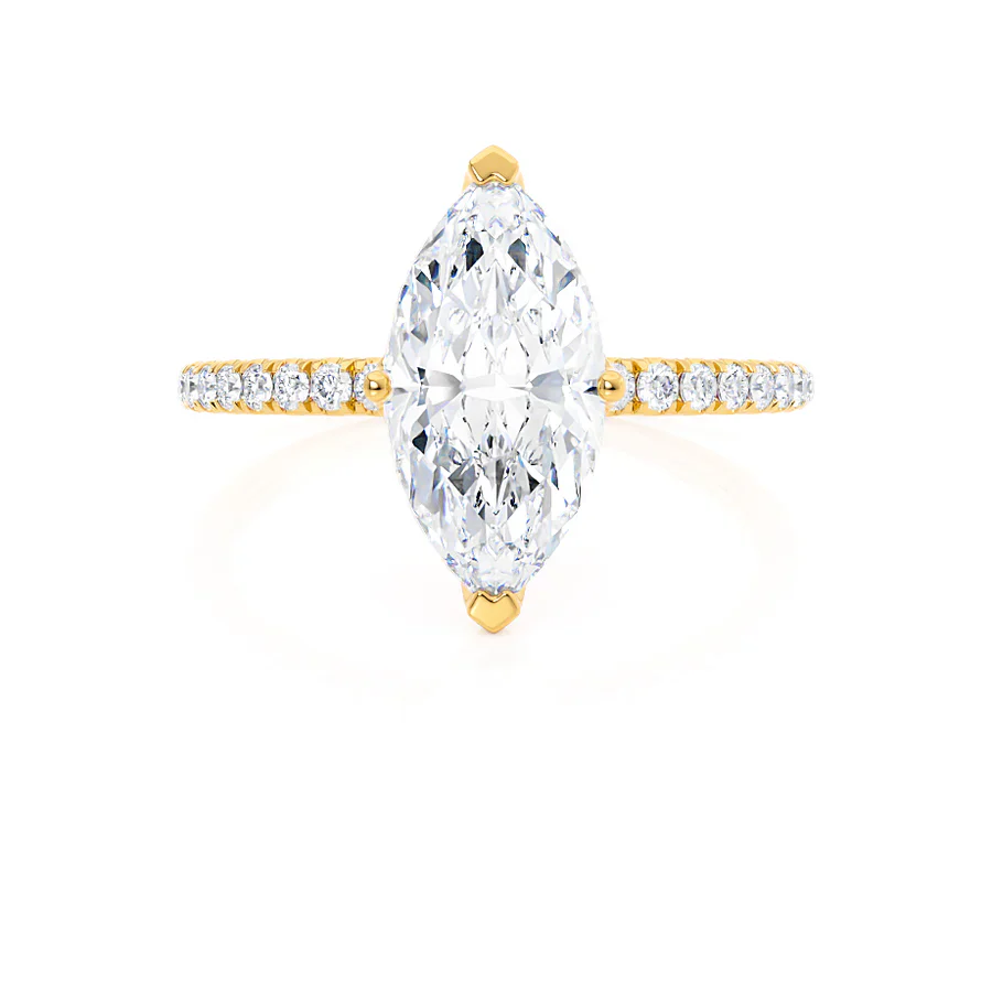Certified 1.20 CT Marquise Cut EF VS/SI Lab Grown Diamond Engagement Ring 925 Sterling Silver With Vermeil Gold