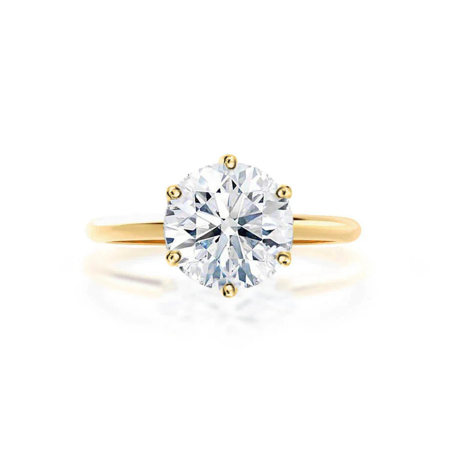 Certified 1.00 CT Round Cut EF VS/SI Lab Grown Diamond Engagement Ring 925 Sterling Silver With Vermeil Gold