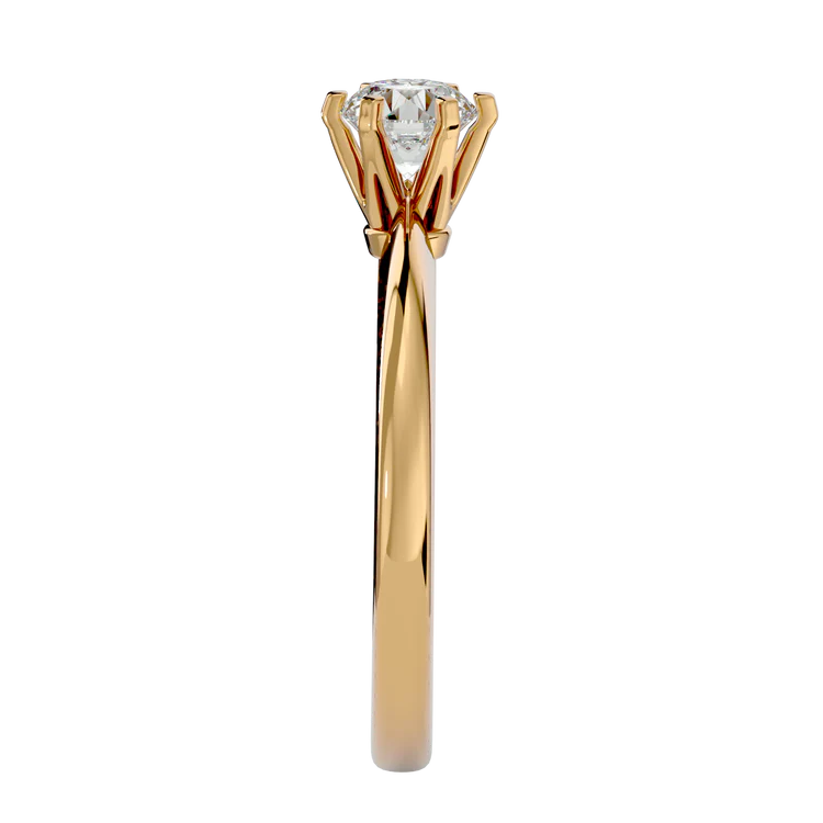 Certified 1.00 CT Round Cut EF VS/SI Lab Grown Diamond Engagement Ring 925 Sterling Silver With Vermeil Gold