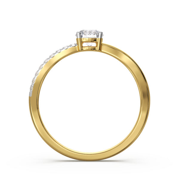 Certified 1.06 CT Round Cut EF VS/SI Lab Grown Diamond Engagement Ring 925 Sterling Silver With Vermeil Gold