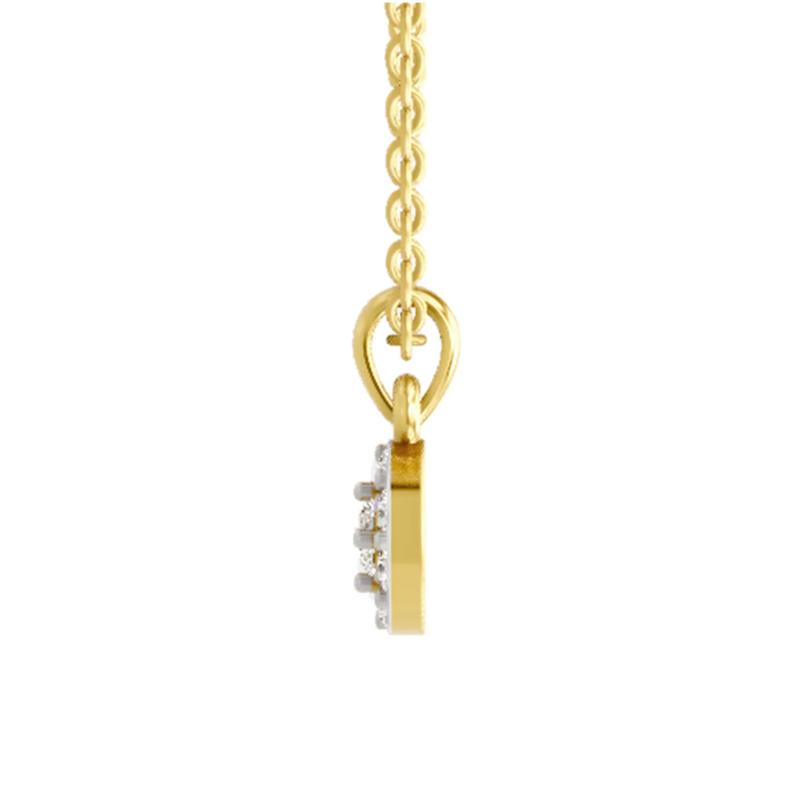 0.78 CT Round Cut EF VS/SI Lab Grown Diamond Cluster Pendant 925 Sterling Silver With Vermeil Gold ( Without Chain )