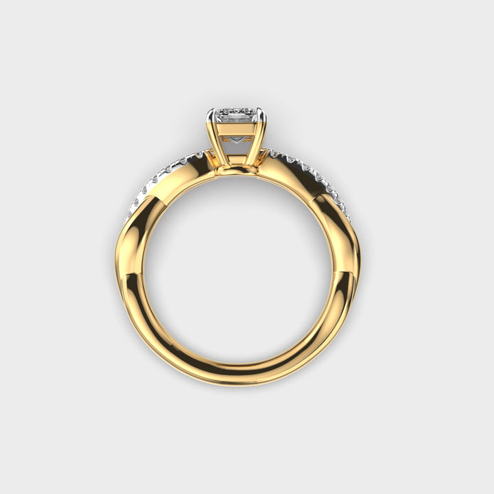 Certified 1.18 CT Emerald Cut EF VS/SI Lab Grown Diamond Nordic Gold Engagement Ring (Demi -Fine)