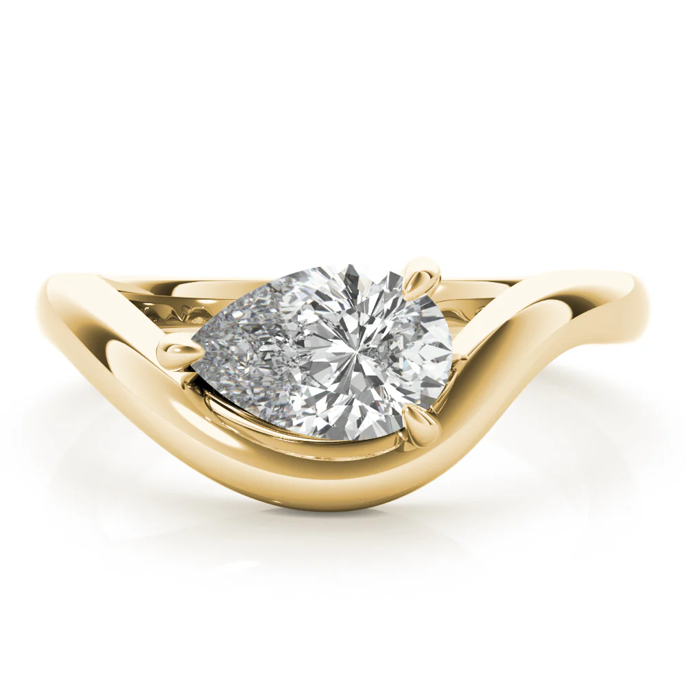 Certified 1.00 CT Pear Cut EF VS/SI Lab Grown Diamond Elegant Engagement Ring 925 Sterling Silver With Vermeil Gold
