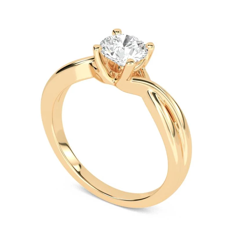 Certified 1.00 CT Round Cut EF VS/SI Lab Grown Diamond Engagement Ring 925 Sterling Silver With Vermeil Gold