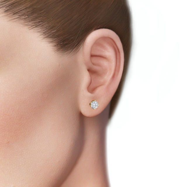 Nordic Gold Stud Women's Earrings Certified 1 CT Round Cut EF VS/SI Lab Grown Diamond (Demi-Fine)