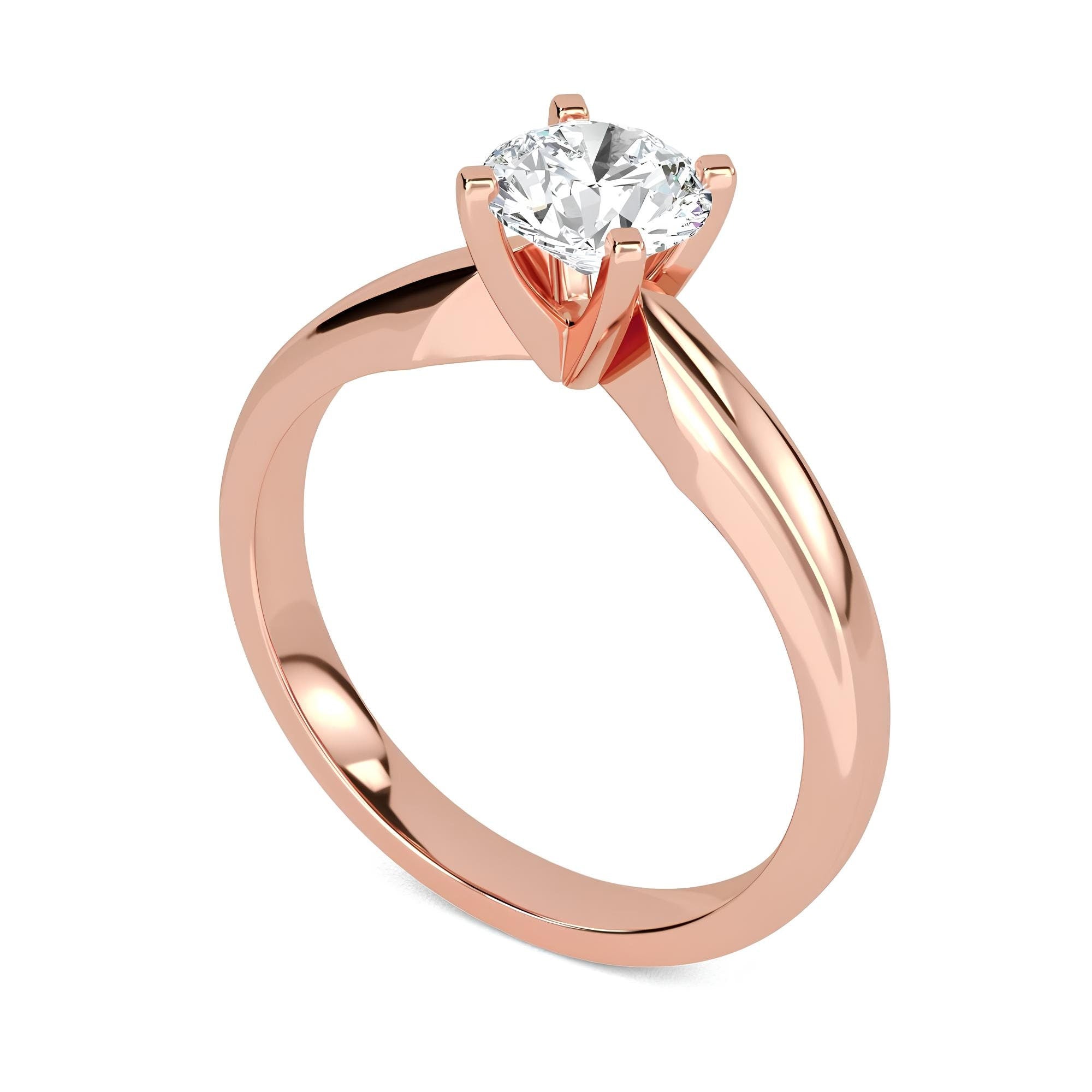 Solitaire Engagement Ring Round Cut Lab Grown EF VS/SI Diamond, 14K Solid Gold Wedding Ring, Conflict Free IGI Certified Diamond, Valentine Gift