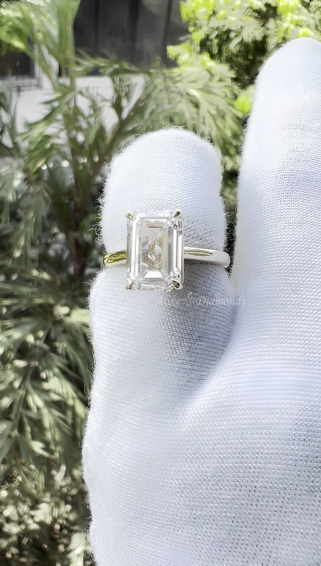 Emerald Cut Solitaire Engagement Ring, 3.54 Ct Lab Grown Diamond Ring, Certified GH/SI Diamond 14K Yellow Gold Wedding Ring, Size 7