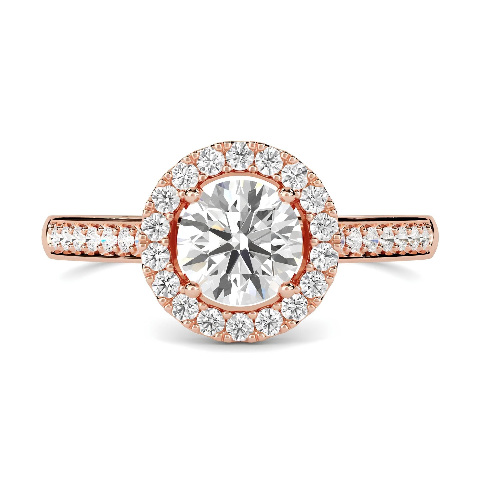 1.00 CT Round Lab-Grown Diamond Halo Engagement Ring EF VS/SI Certified Diamond in 14K Gold