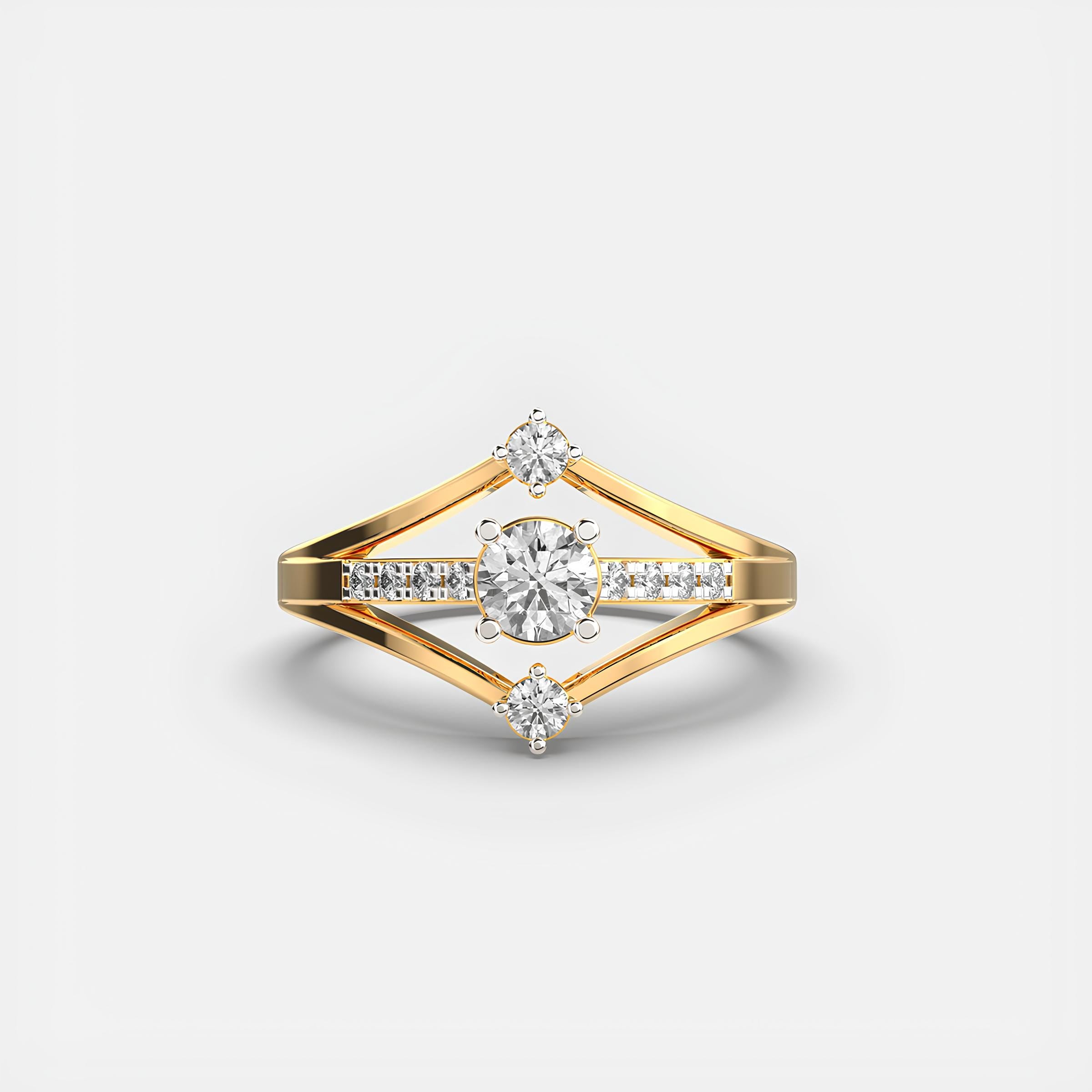 EF VS/SI Lab-Grown Diamond Half Eternity Engagement Ring Round Cut in 14K Yellow Gold