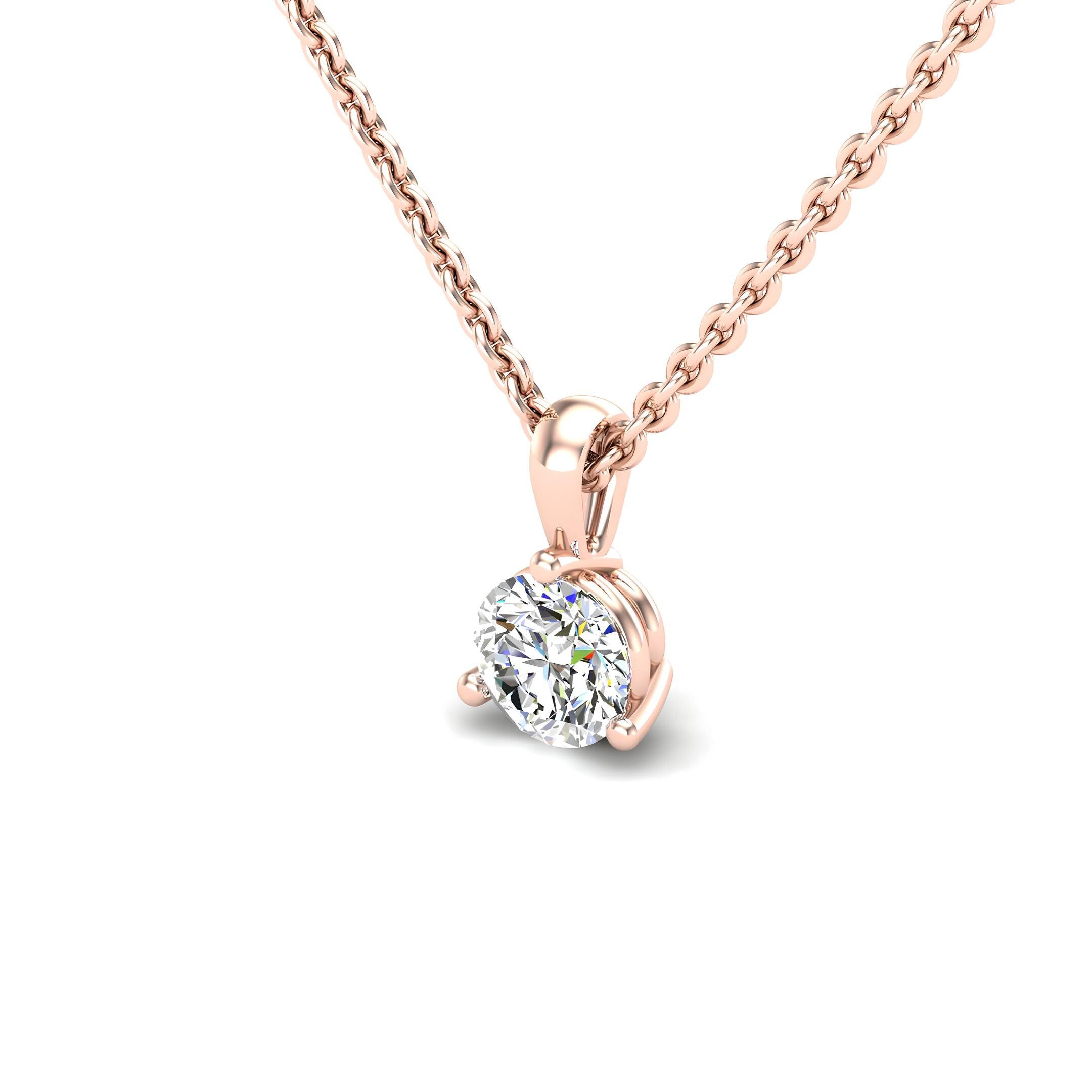 Solitaire 0.50 to 2.00 Ctw EF VS/SI Lab Grown Round Diamond Pendant Necklace