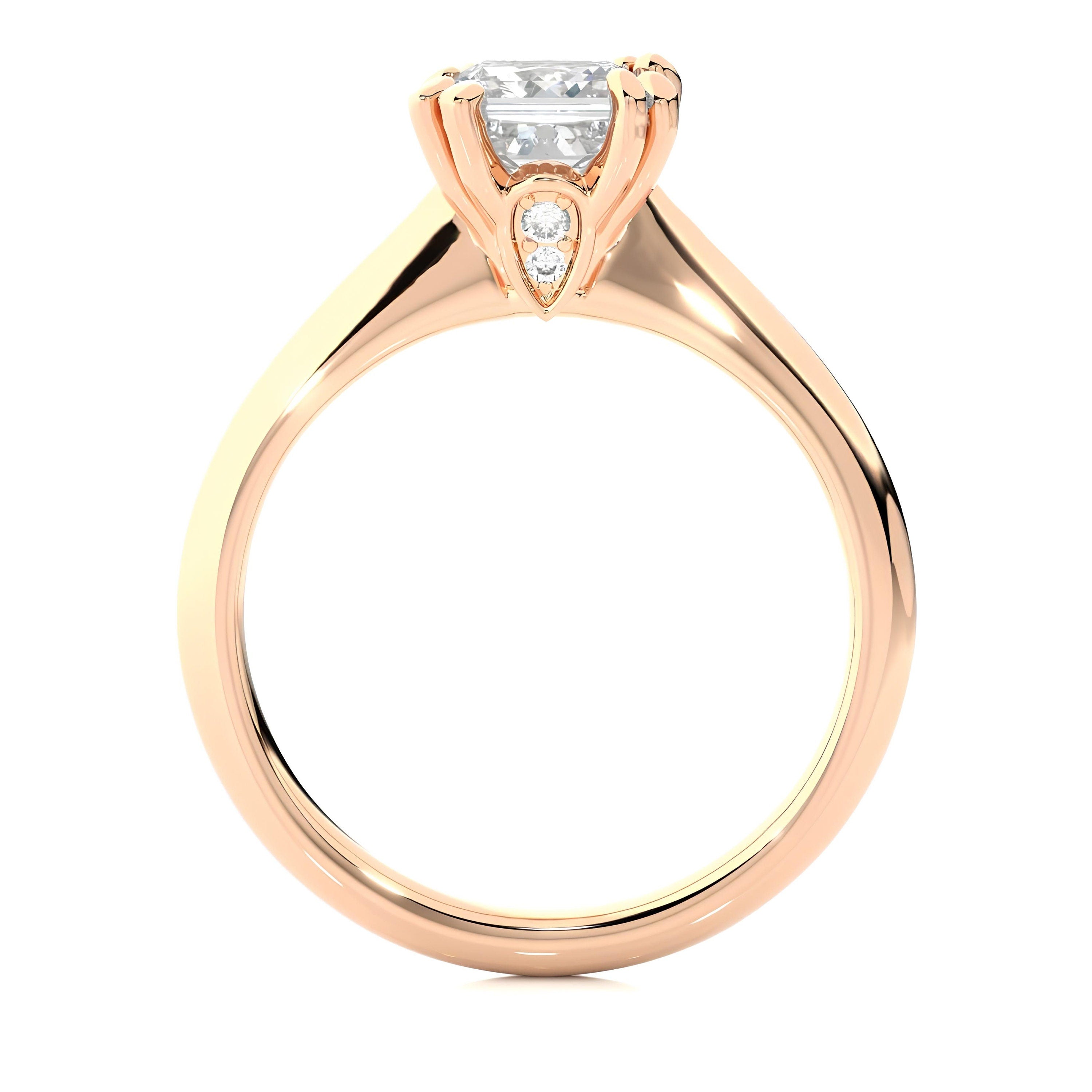 Certified 1.00 Ct Princess Cut Lab-Grown Diamond Solitaire Engagement Ring – Conflict-Free EF VS/SI Diamond Set in 14K Real Gold