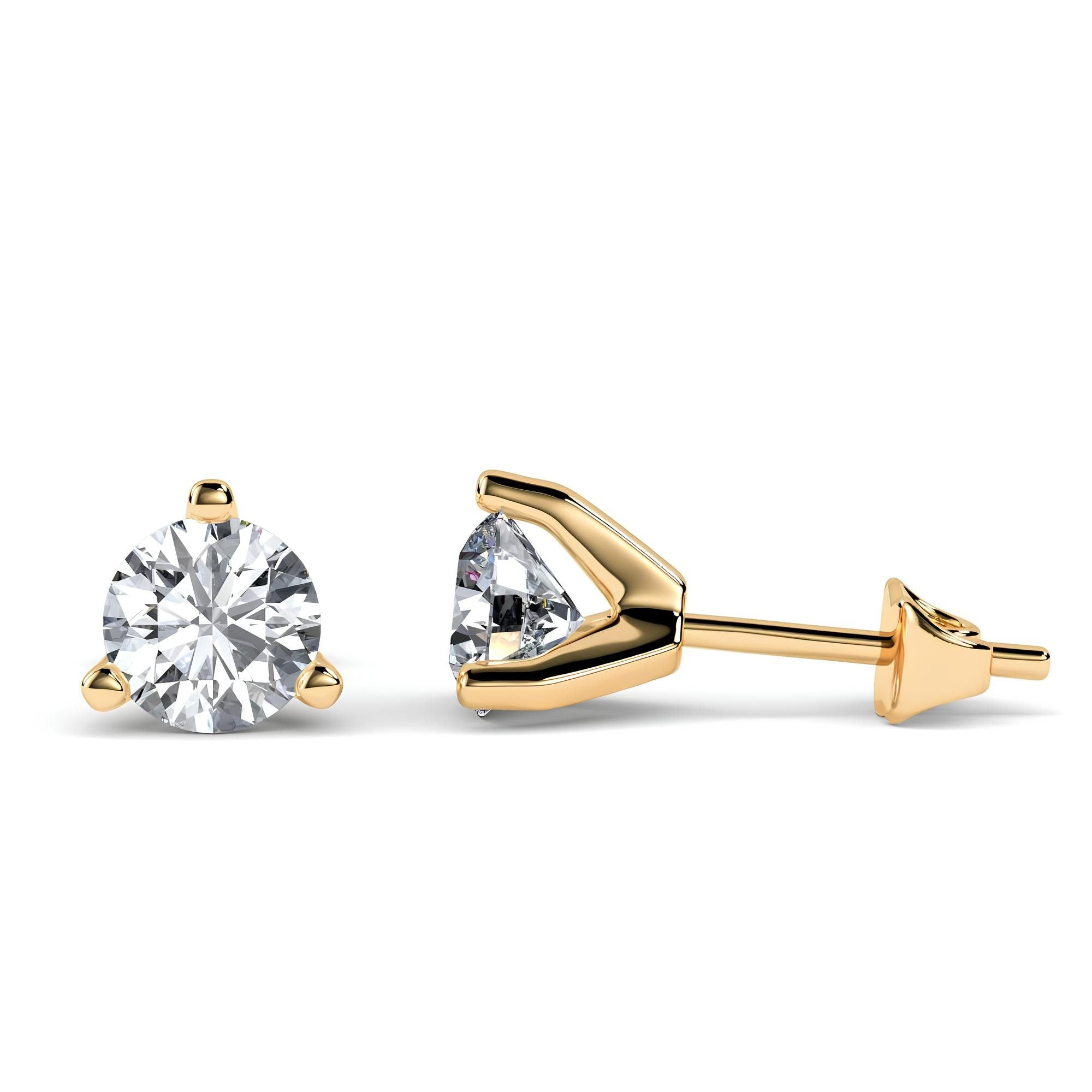 0.25–4.00 Carat Round EF VS/SI Lab-Grown Diamond Martini Stud Earrings 14K Gold