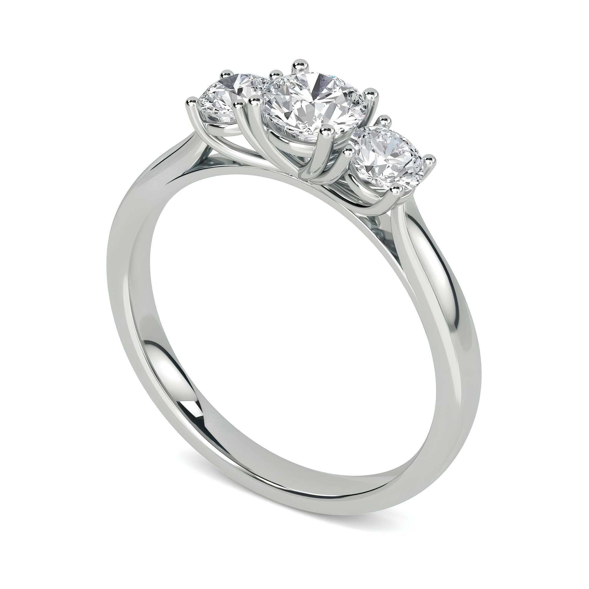 Round Three-Stone Engagement Ring – EF VS/SI Lab-Created Diamonds in 14K Gold | Promise, Wedding, or Gift Ring for Her