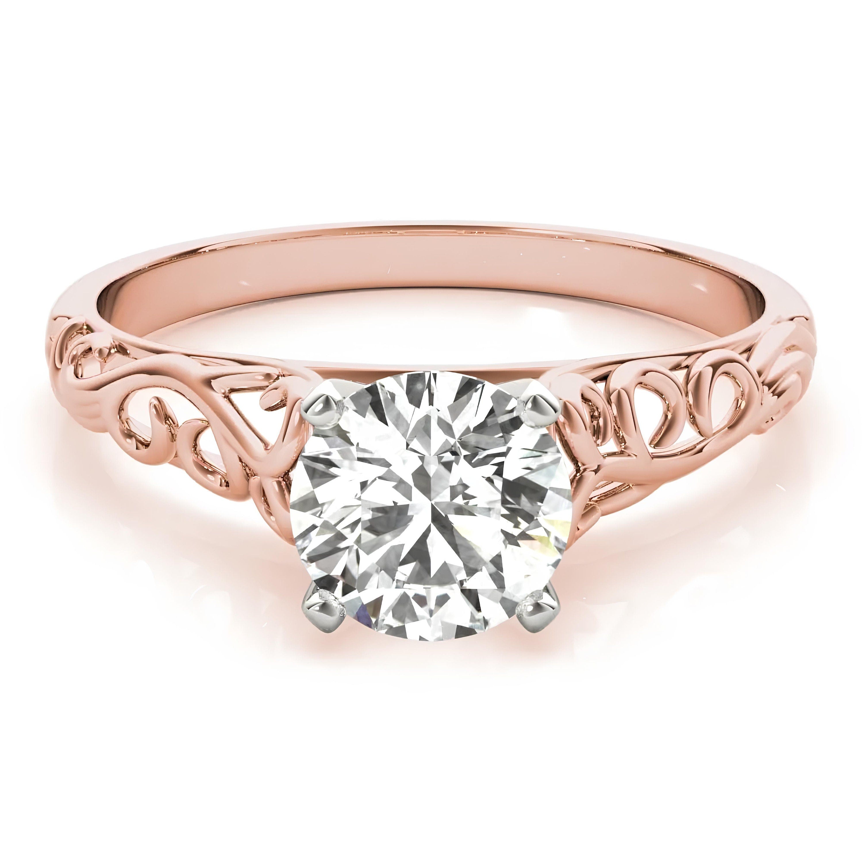 Margaret Vintage Engagement Ring – IGI Certified 0.25–2.00 CT VS/SI Lab-Grown Diamond Solitaire | 14K Real Gold Wedding Ring