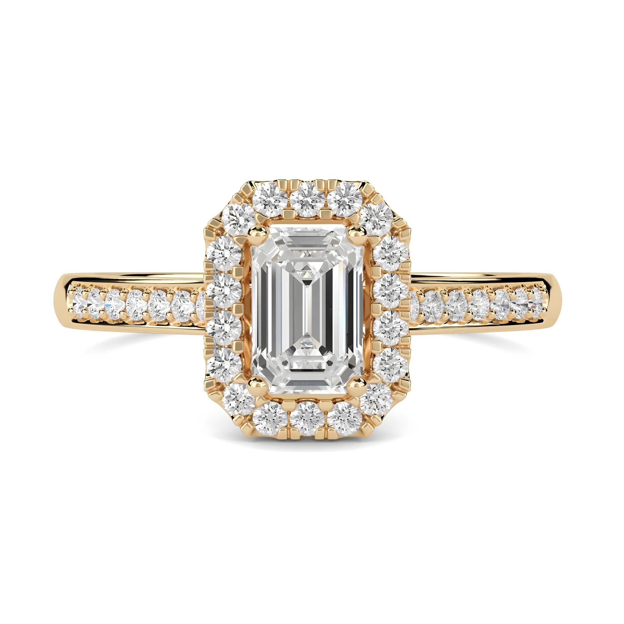 Sparkling Emerald Halo Engagement Ring – 1.00 CT EF VS/SI IGI Certified Lab-Grown Diamond in 14K Gold