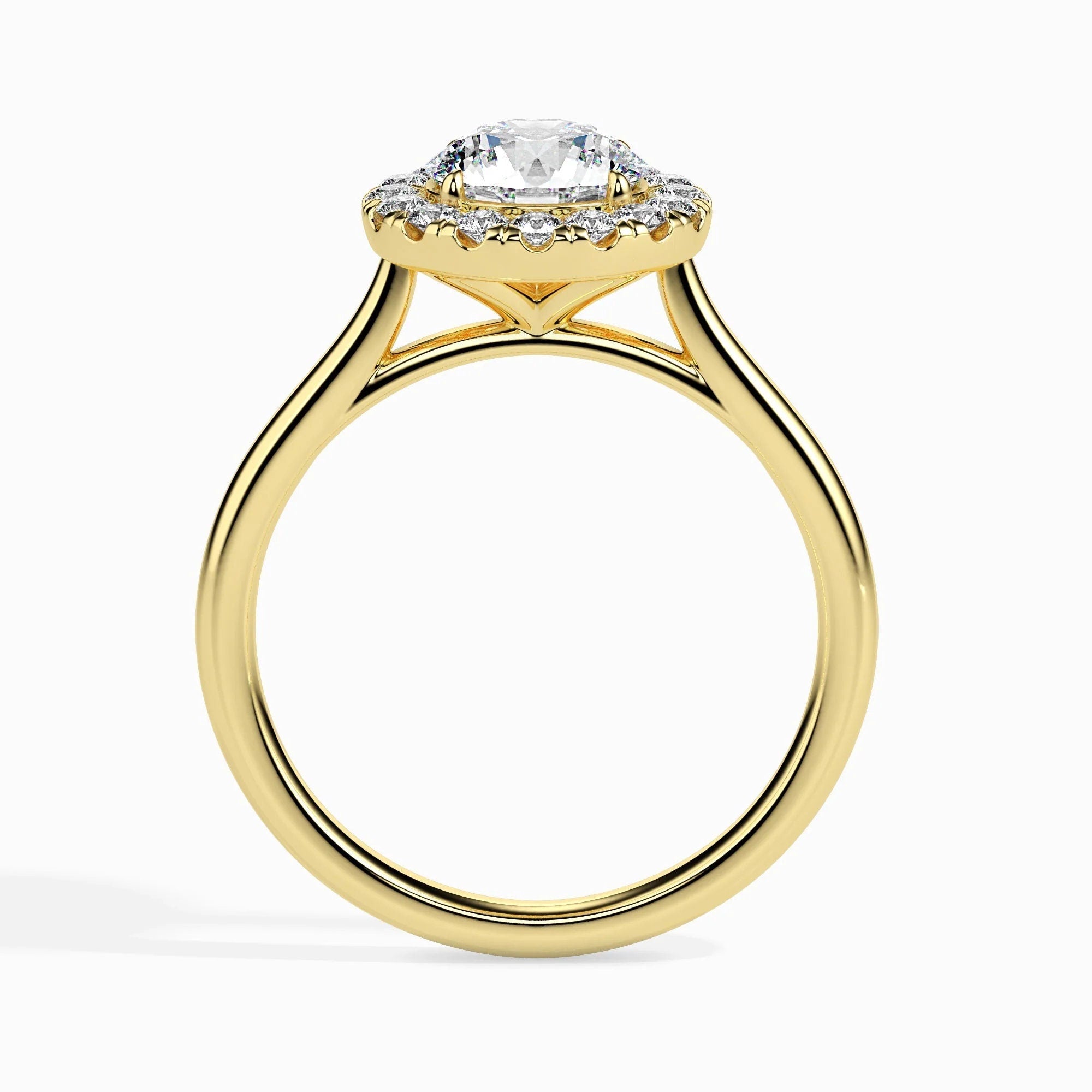 1.00 CT Certified Lab-Grown Diamond Chunky Halo Engagement Ring – 14K Real Gold Wedding Ring Accented with Conflict-Free Diamonds