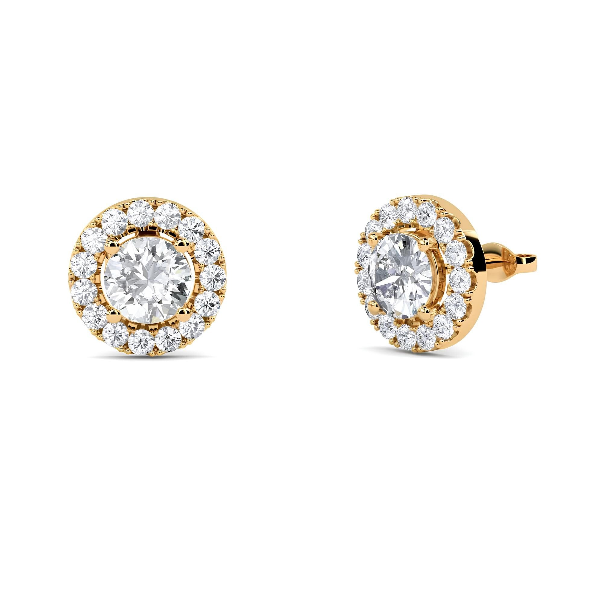IGI Certified 0.80 CTW EF VS/SI Round Cut Lab-Grown Diamond Halo Stud Earrings 14K Gold Earrings for Bridesmaids