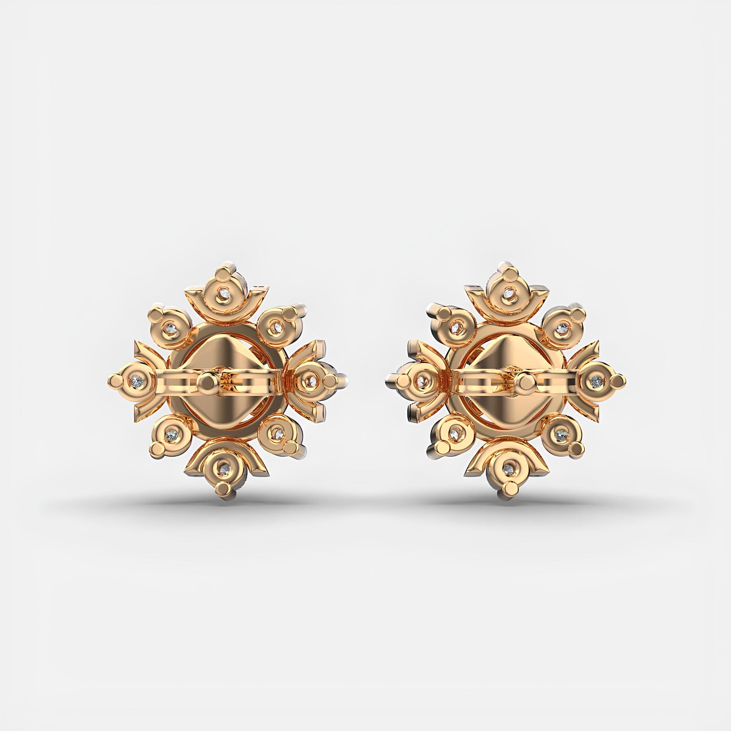 14K Solid Gold Flora Cluster Stud Earrings featuring EF VS/SI Round Lab-Grown Diamonds Elegant Minimalist Design, Ideal Christmas Gift for Her