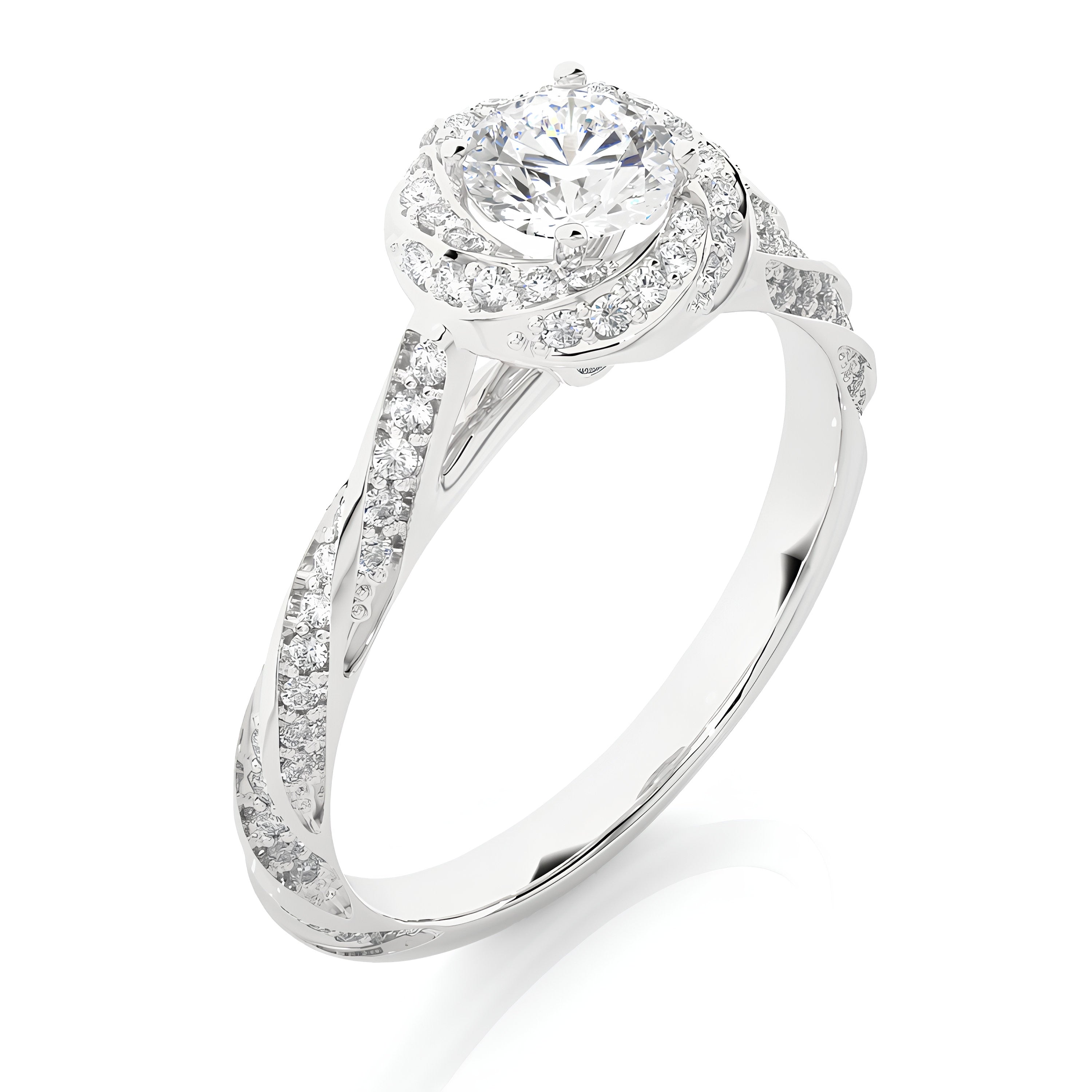 Vintage-Inspired Wedding Ring – 1.00 CT Certified EF VS/SI Lab-Grown Diamond Twisted Halo Engagement Ring | 14K Solid Gold Anniversary or Promise Ring