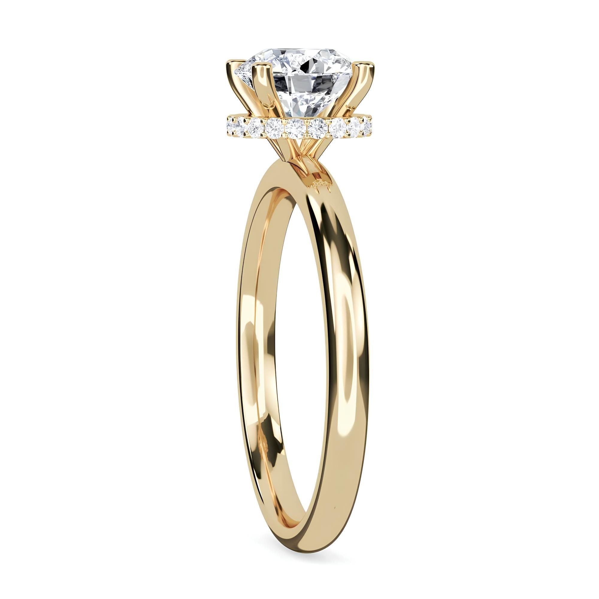 Vintage-inspired Hidden Halo 1.50 Carat Lab Grown Diamond Engagement Ring/ Wedding Band in 14K Solid Gold - Perfect for Promises and Forever