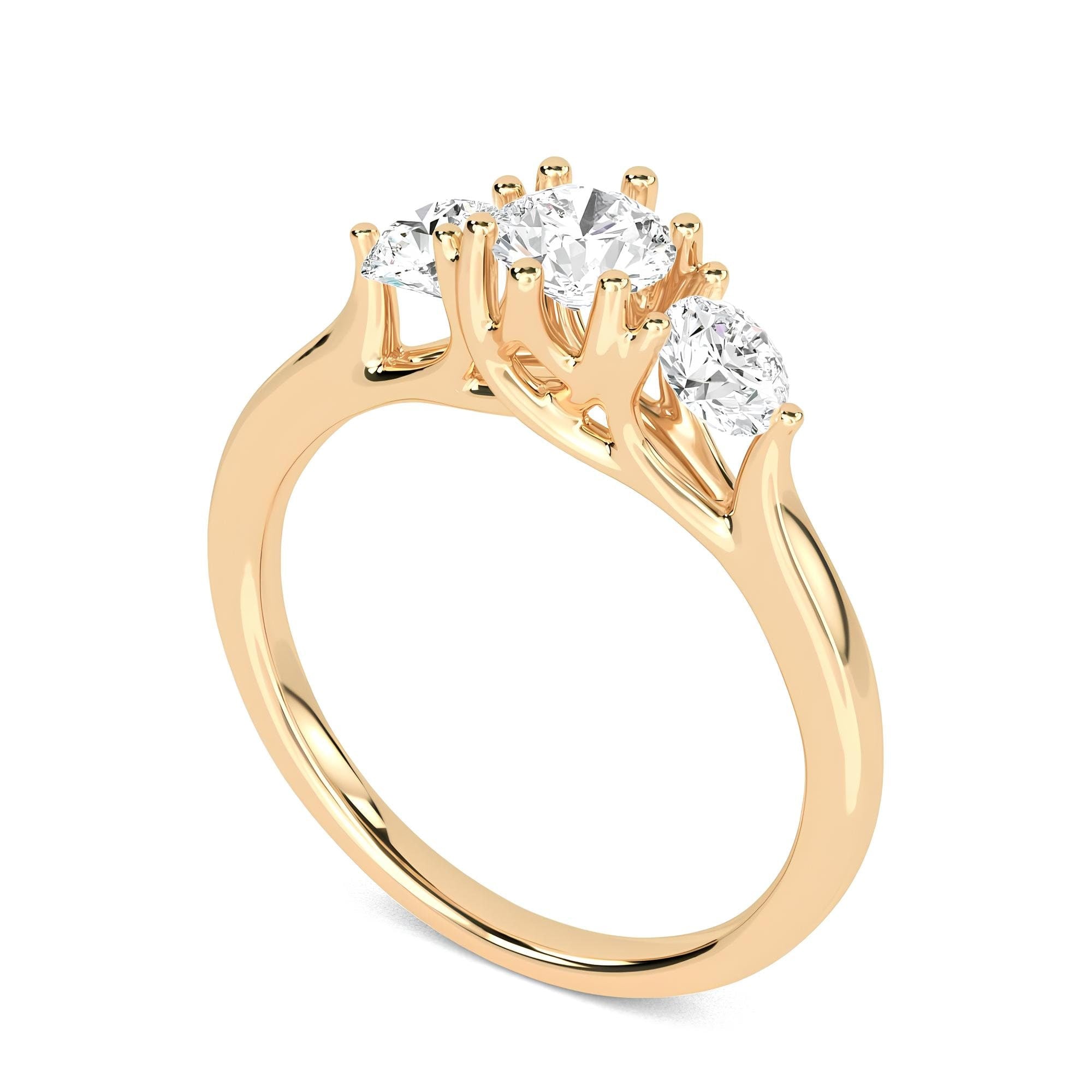 Sparkling Love: Three-Stone Lab-Grown Diamond Engagement Ring in VS/SI – Perfect Promise or Wedding Ring in 14K Gold