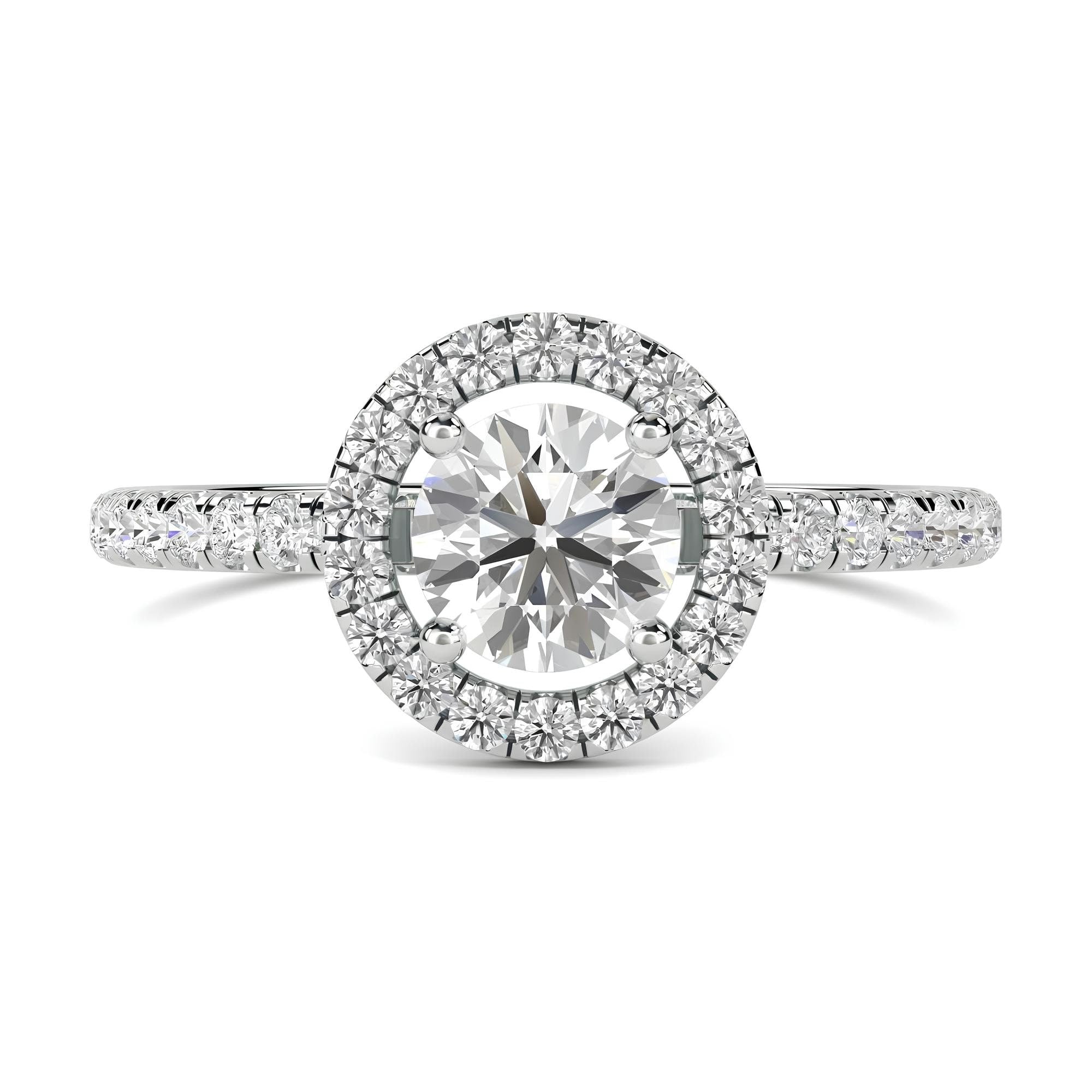 Elegant 1.00 CT Lab-Grown Diamond Halo Engagement Ring – IGI Certified EF VS/SI Round Diamond in 14K Gold