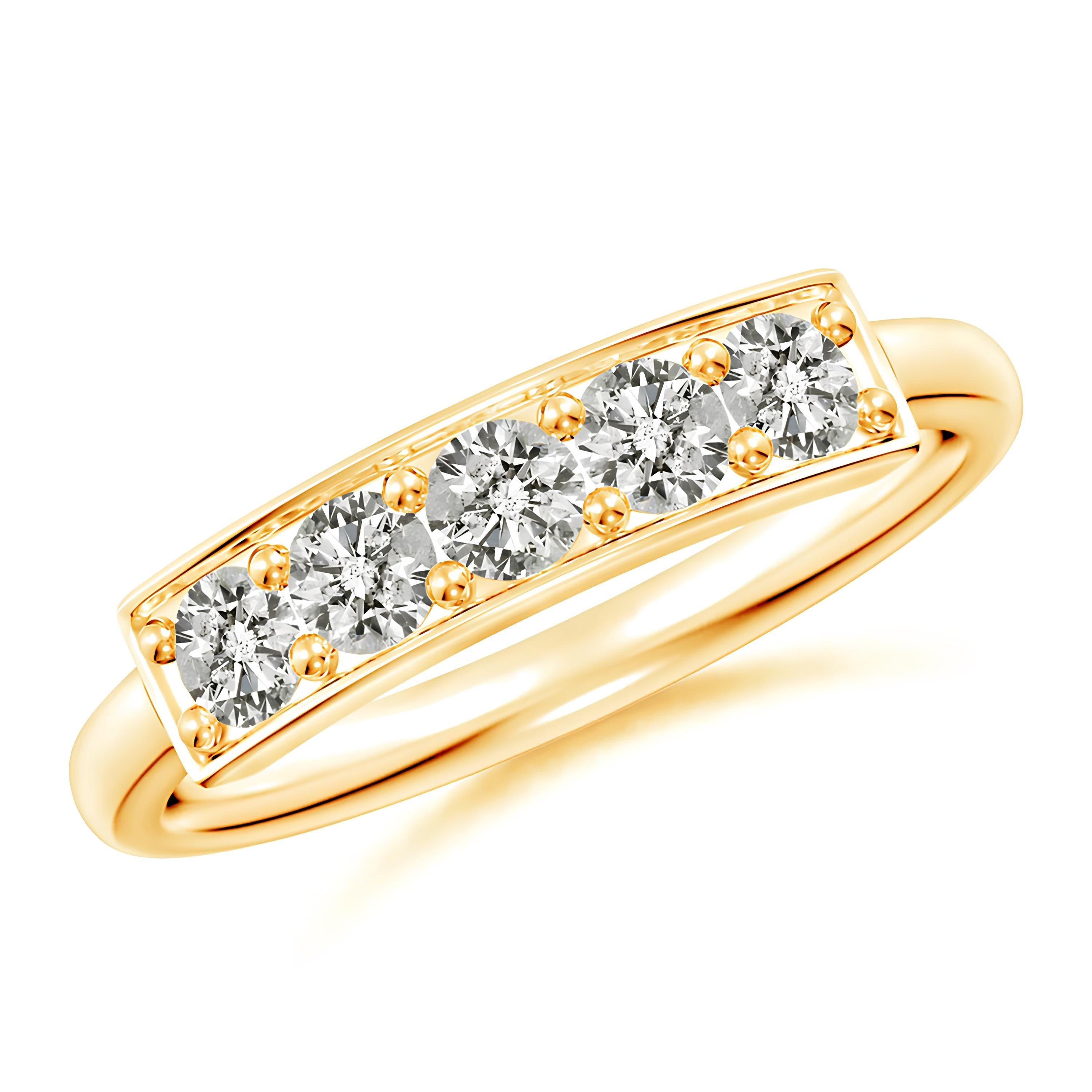 Diamond Bar Ring – EF VS/SI Lab-Created Diamonds in Solid 14K Gold | Women’s Half Eternity Engagement or Wedding Band