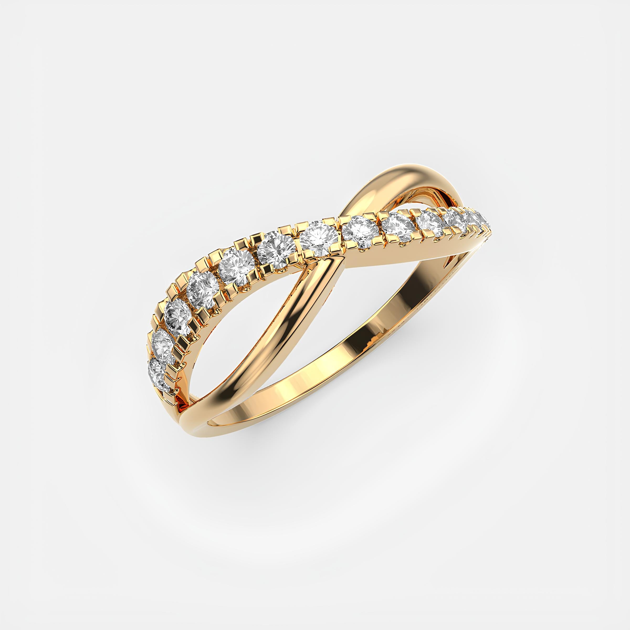Rising Waves EF VS/SI Lab-Created Diamond Half Eternity Wedding Band – 14K Solid Gold