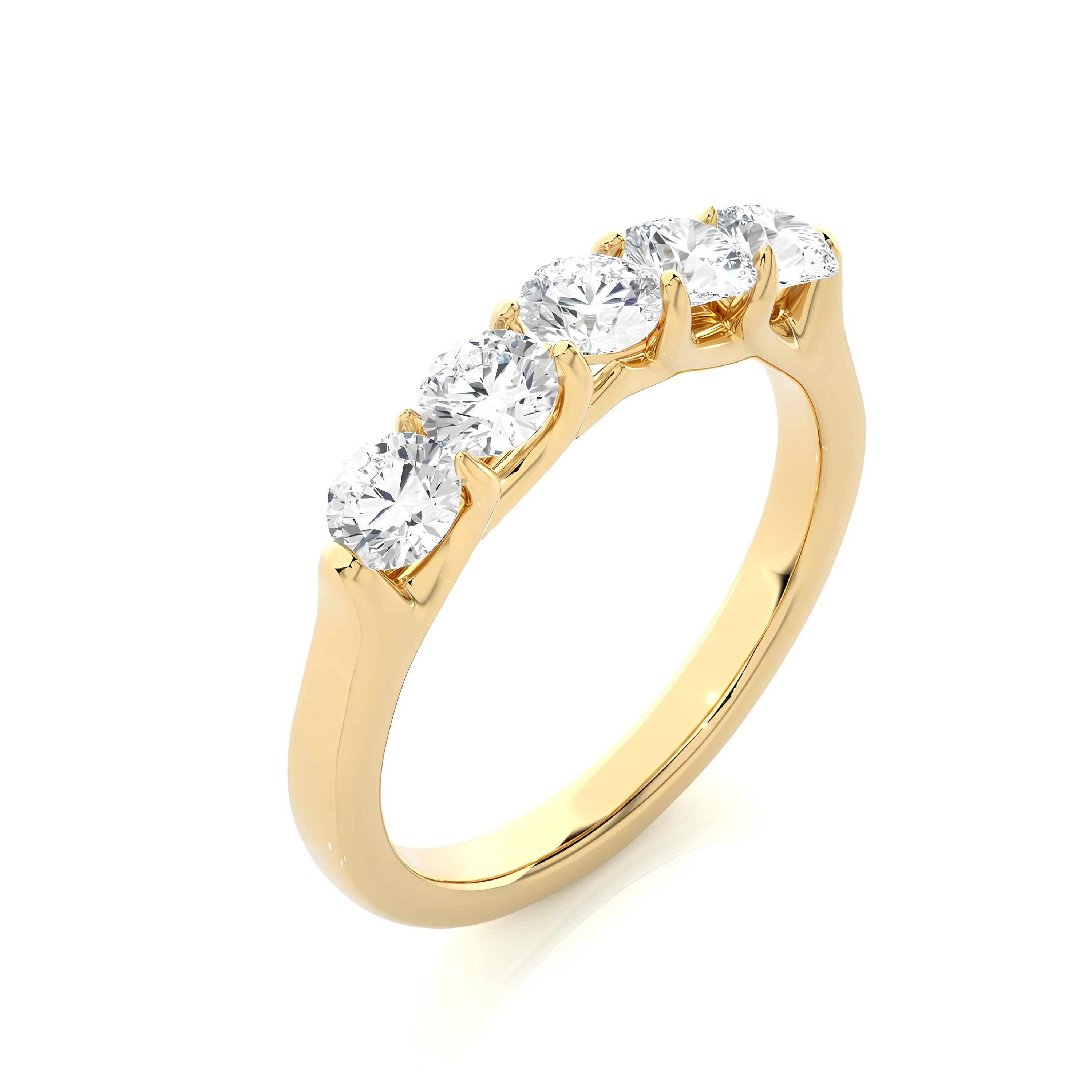 14K Gold 5-Stone Prong-Set VS/SI Diamond Wedding Band – 1.00 CTW Women's Anniversary Ring, Bridal Jewelry, Engagement or Stacking Ring