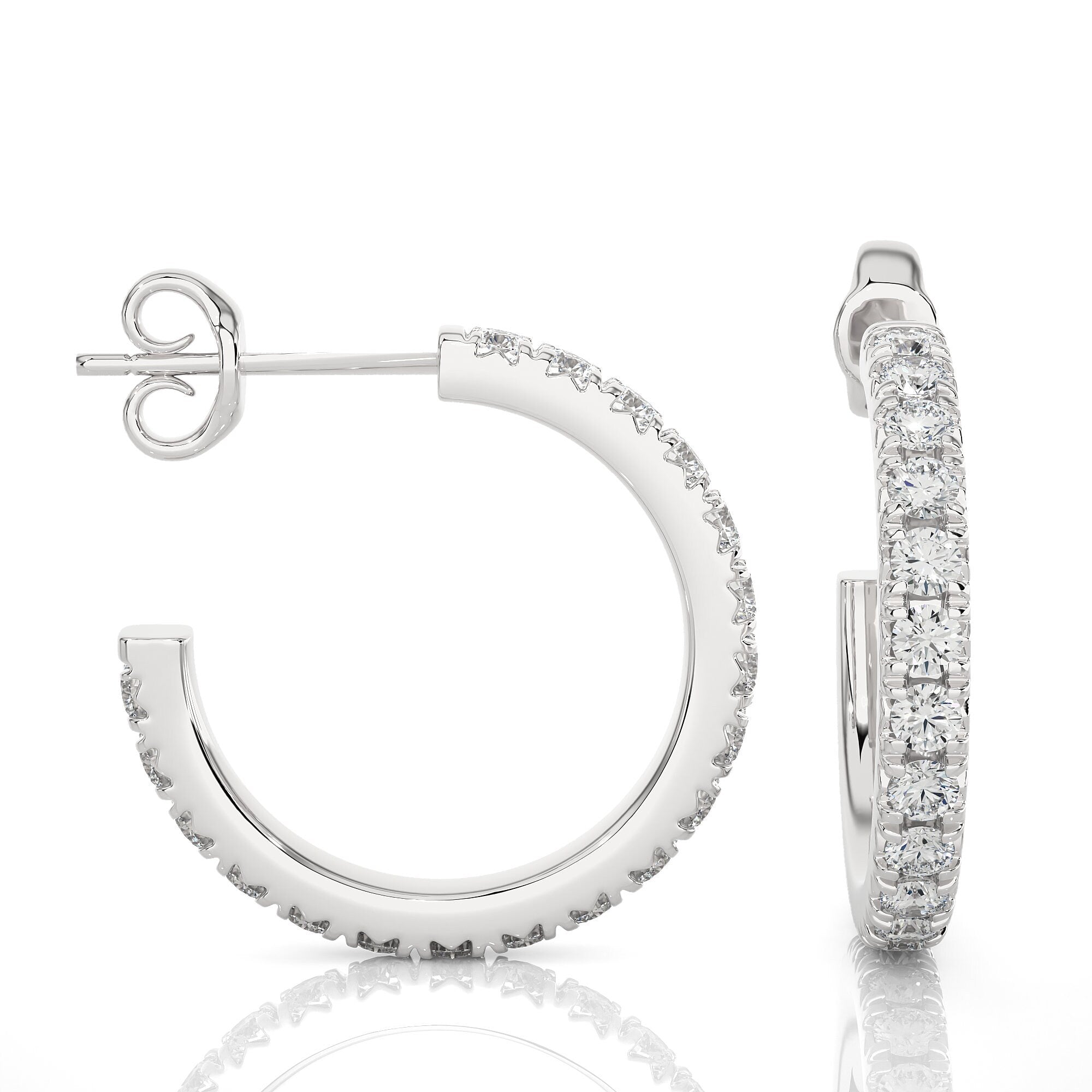 Exquisite 14k Gold Diamond Pave Hoop Stud Earrings by Alikediamonds