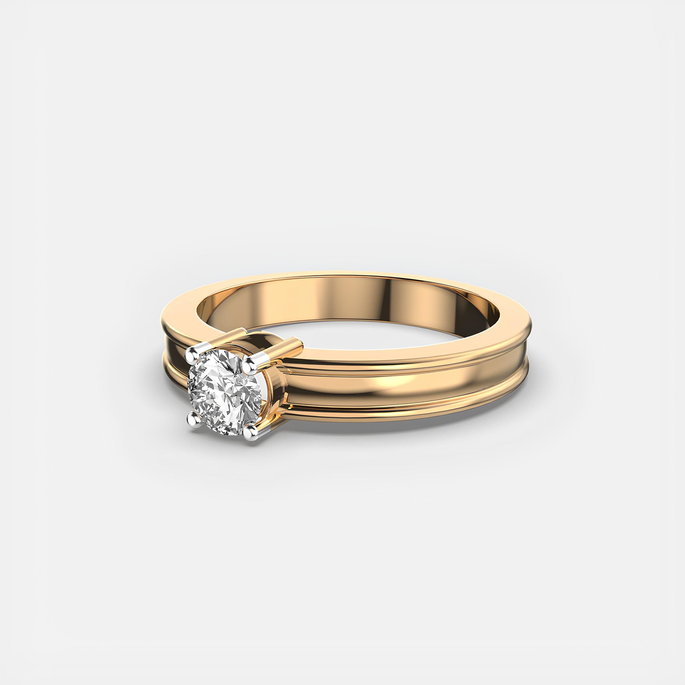 Round EF VS/SI Lab-Created Diamond Wedding Band Women’s 14K Solid Yellow Gold Diamond Ring