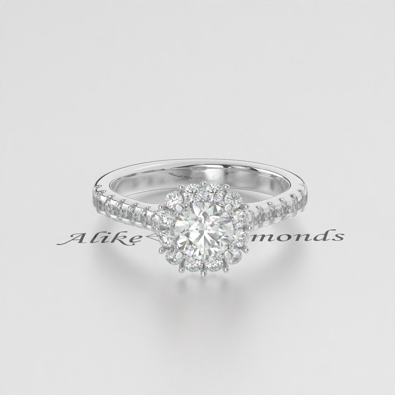 1/4 CT Certified Lab-Grown Diamond Halo Engagement Ring – EF VS/SI Diamond Wedding or Anniversary Ring for Women in 14K Gold