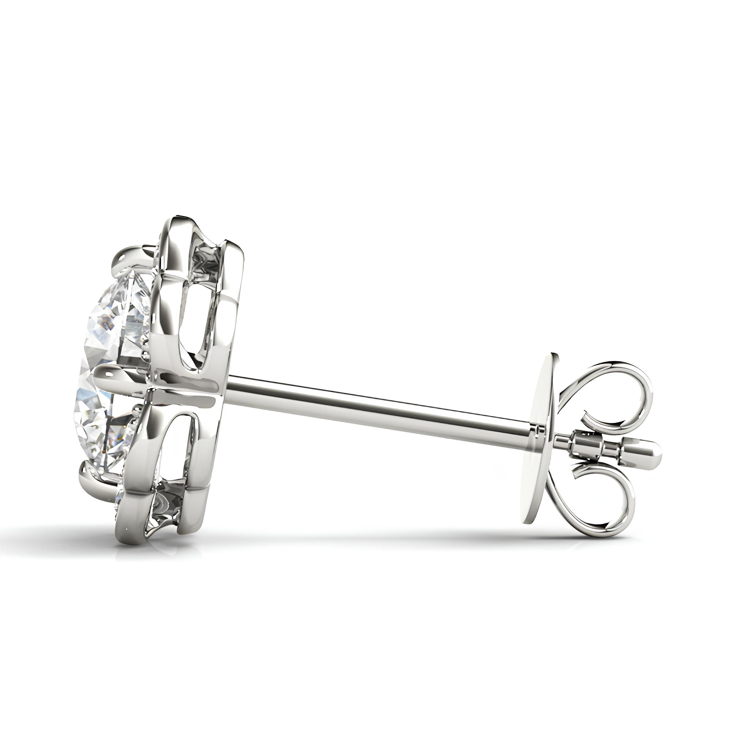 Elegant 1.12 Carat Halo Butterfly EF VS/SI Lab Grown Diamond Stud Earrings 14K Solid Gold