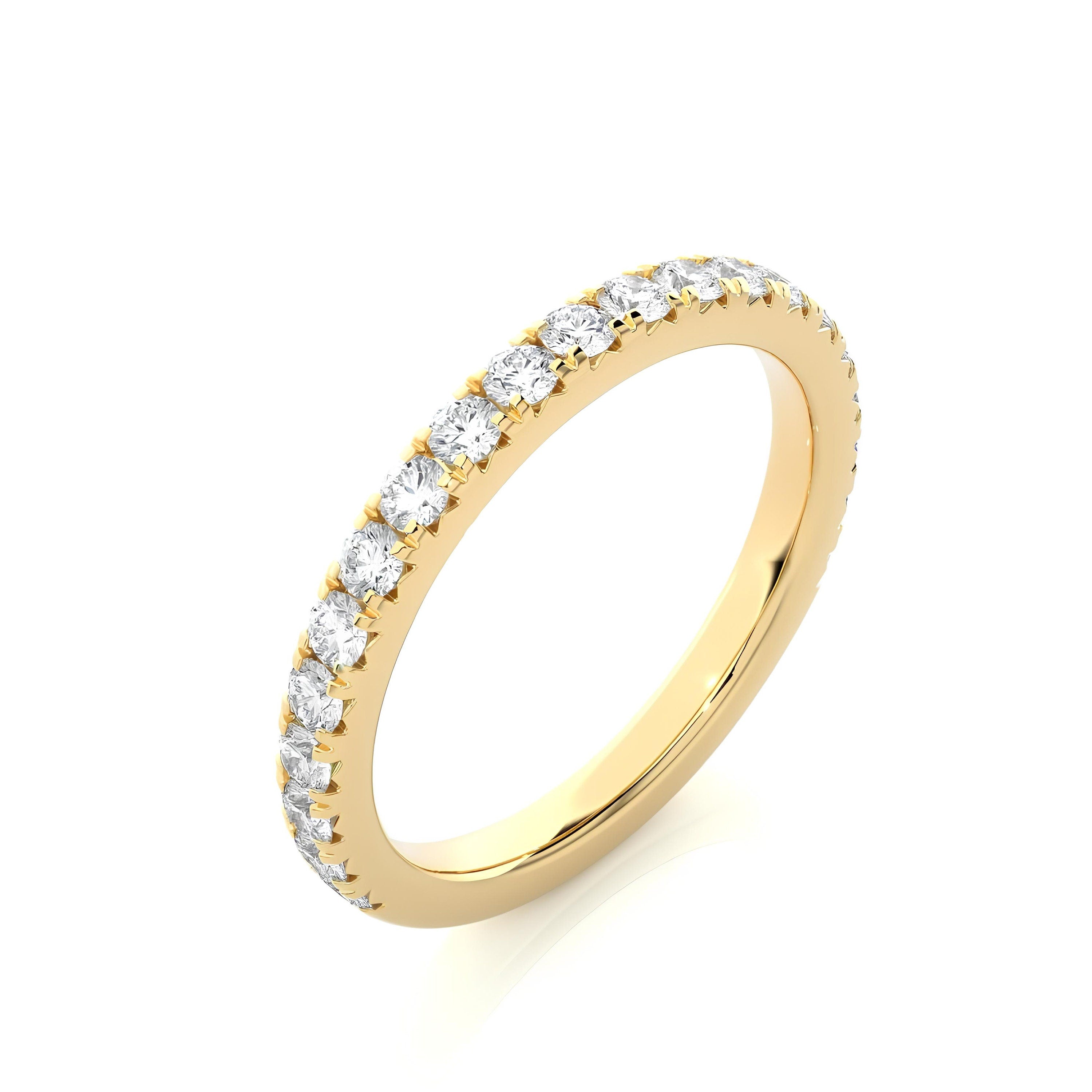 2MM EF VS/SI Lab-Created Diamond Wedding Band – Pave Half Eternity Ring in 14K Solid Gold