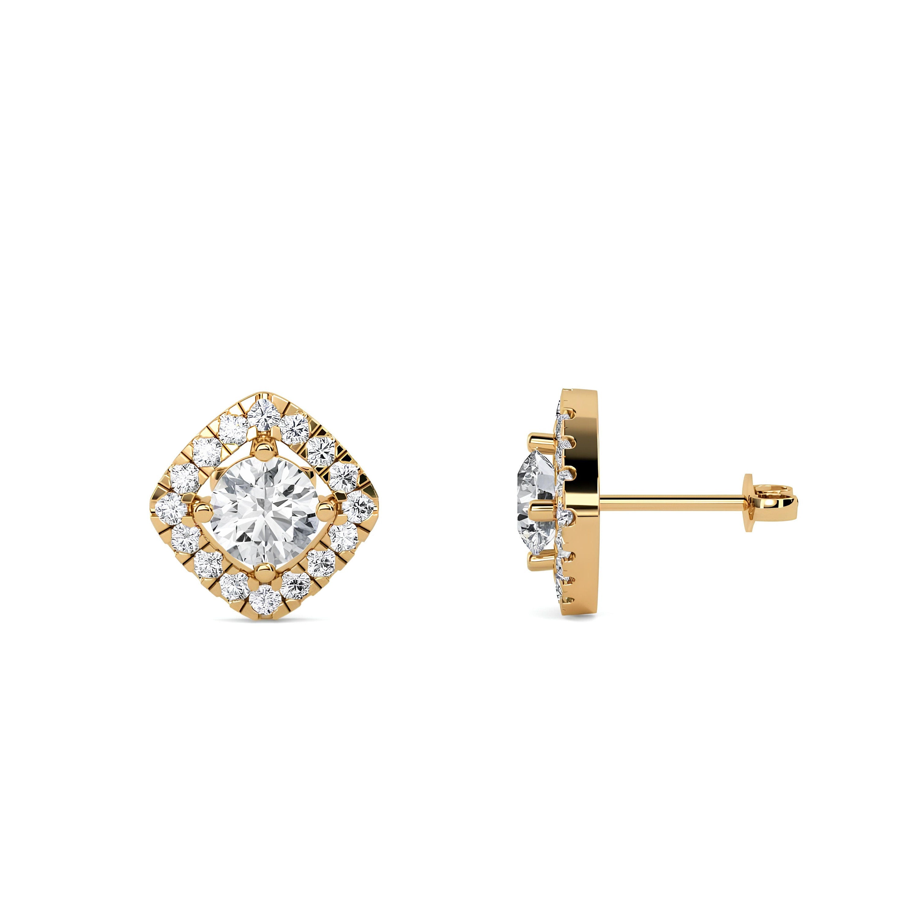 Bridesmaids Earrings IGI Certified 0.80 CTW Round Cut Lab-Grown Diamond Halo Studs EF VS/SI Clarity 14K Gold