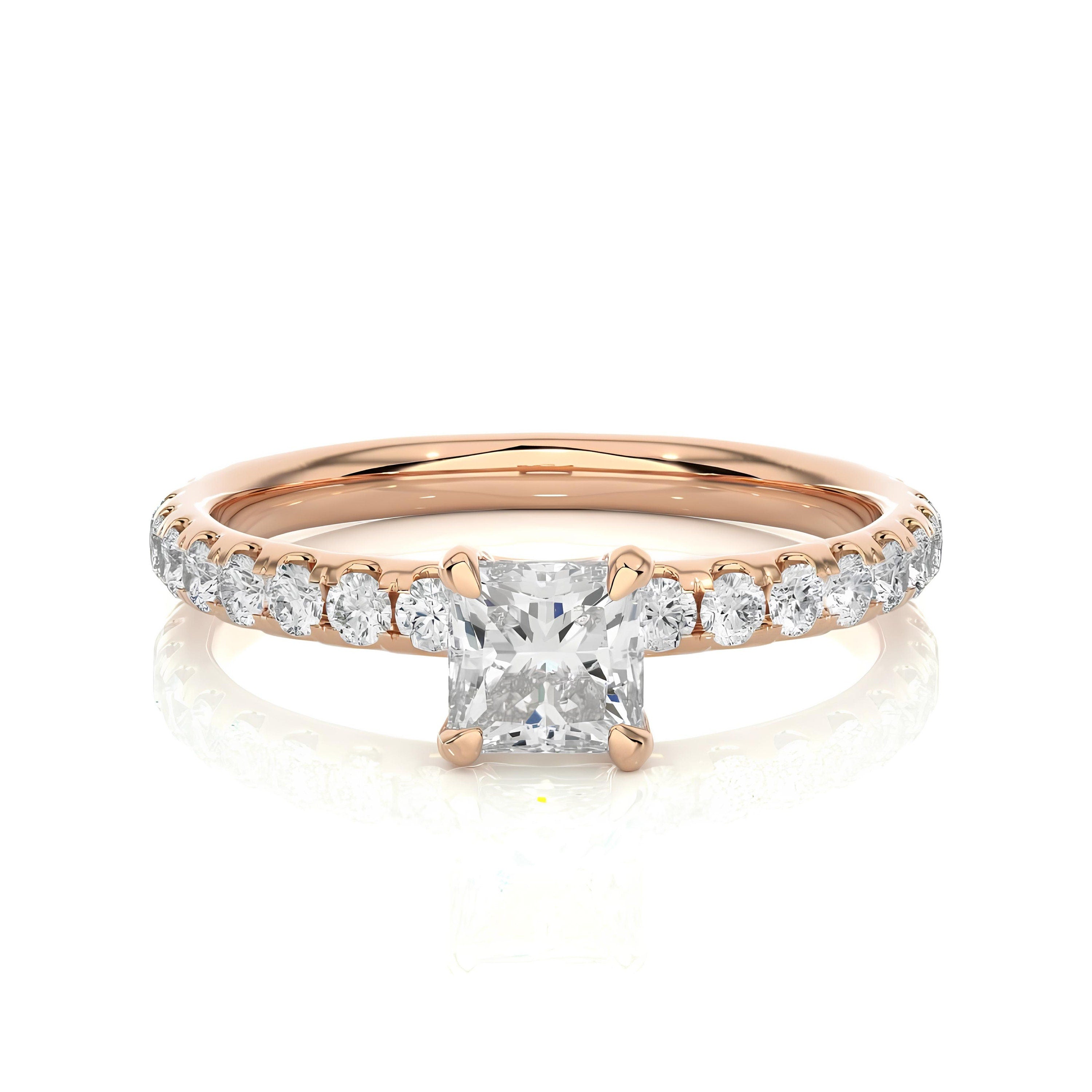 IGI Certified 1.00 Ct Princess Cut Lab-Grown Diamond Solitaire Engagement Ring – EF VS/SI Clarity, Set in 14K Solid Gold