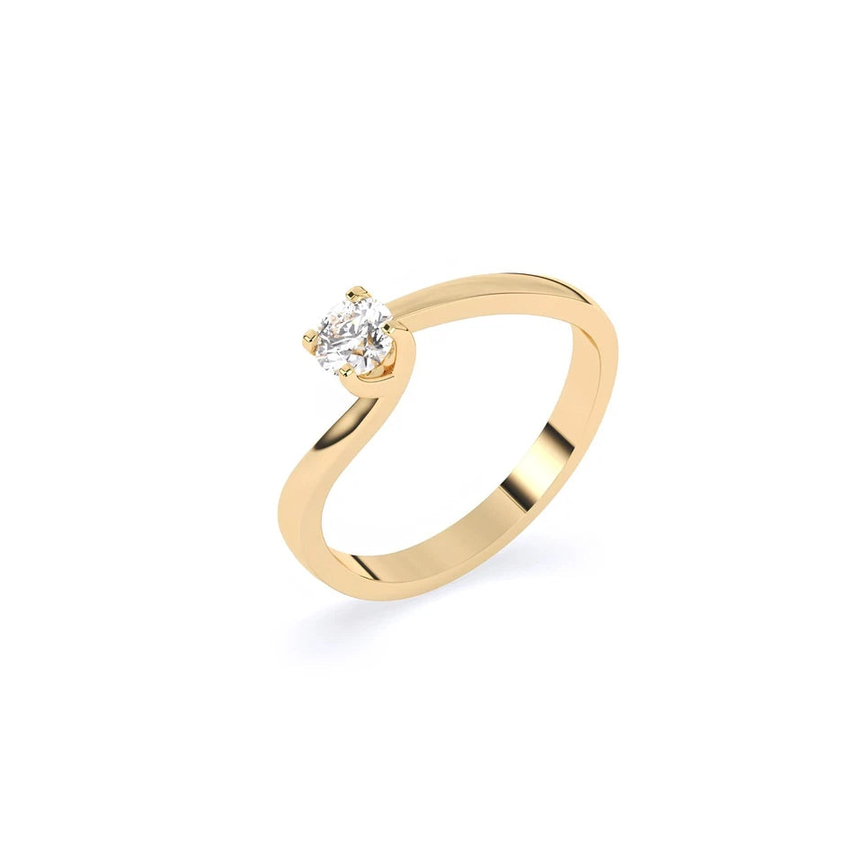 0.50 CT Round Cut Certified EF VS/SI Lab Grown Diamond Ring 925 Sterling Silver With Vermeil Gold