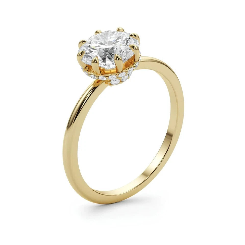 1.15 CT Certified VS/SI Lab Grown Diamond Wedding Ring 925 Sterling Silver With Vermeil Gold