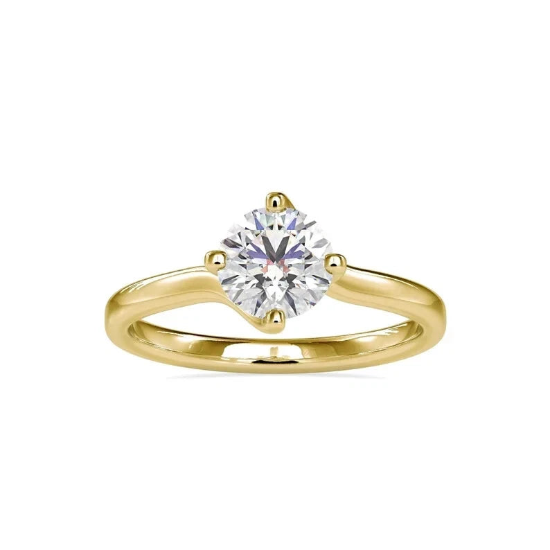 1 CT Certified VS/SI Lab Grown Diamond Women's Engagement Ring 925 Sterling Silver With Vermeil Gold