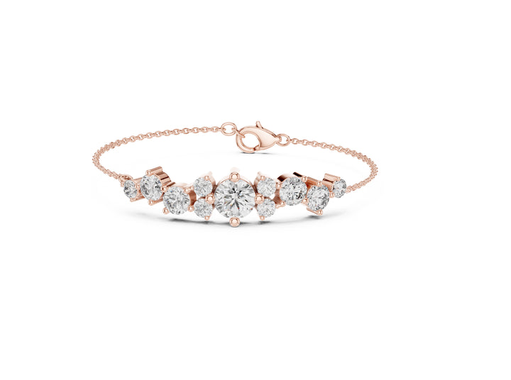 3.03 CT EF VS/SI Lab Grown Certified Round Cut Diamond Chain Wedding Bracelet For Women's 14K Rose Gold