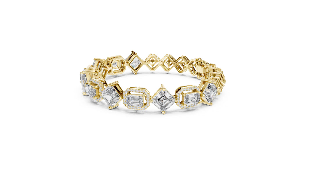 12.04 CT EF VS/SI Lab Grown Certified Diamond Tennis Wedding Bracelet For Women's 14K Yellow Gold