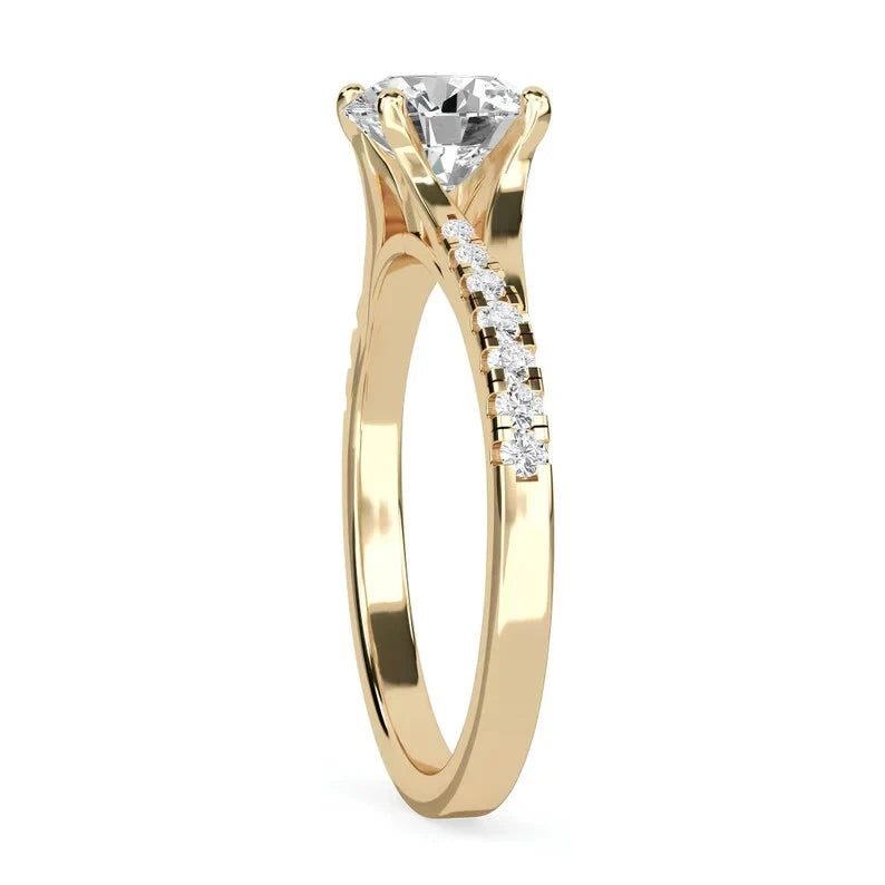 Certified 1.14 CT EF VS/SI Lab Grown Diamond Women's Ring 925 Sterling Silver With Vermeil Gold